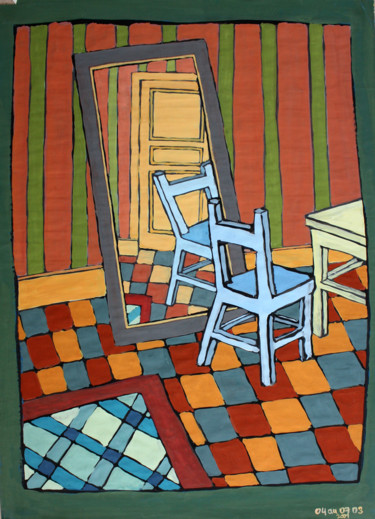 Peinture intitulée "2001 03 17, Chaise…" par Delphine Mabed, Œuvre d'art originale, Gouache