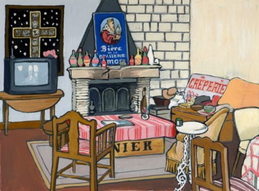 Peinture intitulée "Reuilly, le salon e…" par Delphine Mabed, Œuvre d'art originale, Gouache
