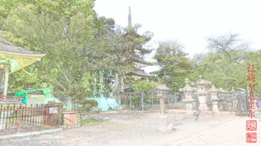 Digitale Kunst mit dem Titel "Parc de Ueno à Toky…" von Jamy Delpias, Original-Kunstwerk