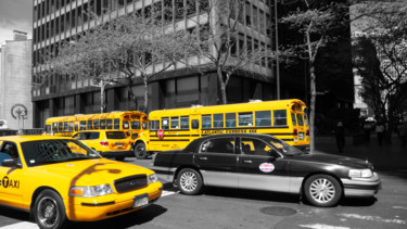 Photographie intitulée "Taxi et Bus New-Yor…" par Jamy Delpias, Œuvre d'art originale
