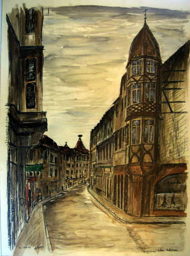 Malerei mit dem Titel "Rue principale de L…" von Jamy Delpias, Original-Kunstwerk