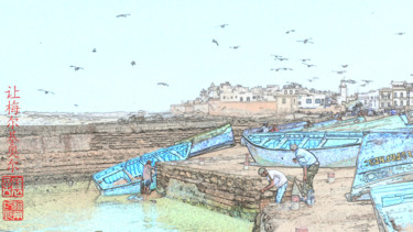 Arts numériques intitulée "Pêcheurs d'Essaouir…" par Jamy Delpias, Œuvre d'art originale
