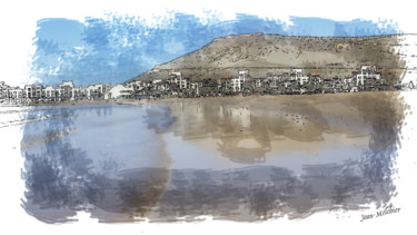 Artes digitais intitulada "La plage d'Agadir…" por Jamy Delpias, Obras de arte originais