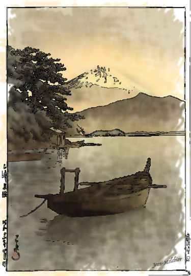Digital Arts titled "Hasui Kawase - Mont…" by Jamy Delpias, Original Artwork, Digital Painting