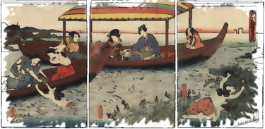 Arts numériques intitulée "Toyokuni III sur le…" par Jamy Delpias, Œuvre d'art originale, Peinture numérique