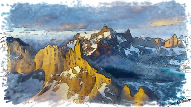 Arte digitale intitolato "Les Andes du Sud" da Jamy Delpias, Opera d'arte originale, Pittura digitale