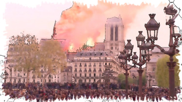 Arts numériques intitulée "Notre-Dame de Paris…" par Jamy Delpias, Œuvre d'art originale, Peinture numérique