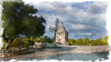 Arts numériques intitulée "Le moulin d'Alphons…" par Jamy Delpias, Œuvre d'art originale, Peinture numérique