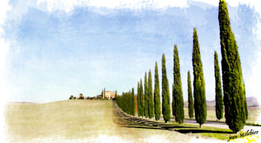 Digital Arts titled "Paysage de Toscane…" by Jamy Delpias, Original Artwork, Digital Painting