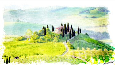 Arte digital titulada "Hameau de Toscane" por Jamy Delpias, Obra de arte original, Pintura Digital