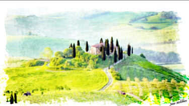 Hameau de Toscane Arts numériques intitulée "Hameau de Toscane" par Jamy Delpias, Œuvre d'art originale, Peinture numérique