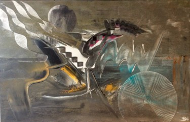 Peinture intitulée "L’oiseau joueur" par Mathieu Delprat, Œuvre d'art originale, Acrylique