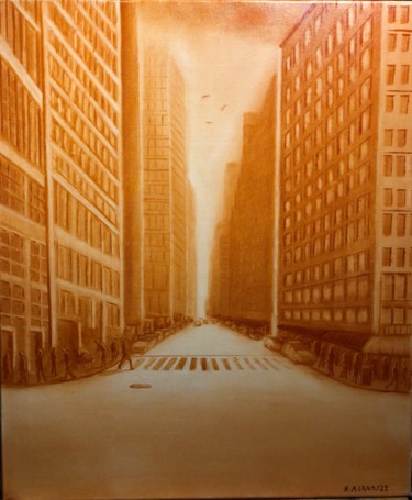 Rue de New York Painting titled "Rue de New York" by Manuel Monteiro, Original Art, Oil