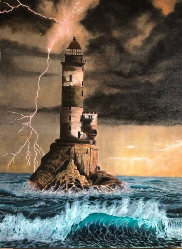 Phare russe Peinture intitulée "Phare russe" par Manuel Monteiro, Œuvre d'art originale, Huile Monté sur Châssis
