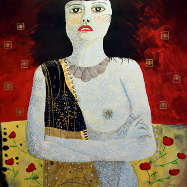 Peinture intitulée "Déesse Tiamat" par Bruno Deman, Œuvre d'art originale, Acrylique