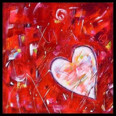 Peinture intitulée "Coeur 40 x 40" par Demaria, Œuvre d'art originale