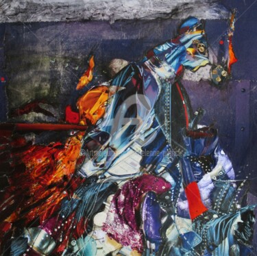 Collages intitolato "R-310" da Patrick Demelenne, Opera d'arte originale, Matite colorate