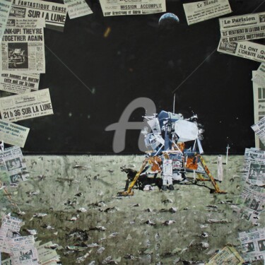 Collages titled "S - 471  - 20 july…" by Patrick Demelenne, Original Artwork, Collages Mounted on Cardboard