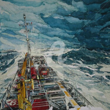 Collages intitulée "S 490 Marine" par Patrick Demelenne, Œuvre d'art originale, Collages
