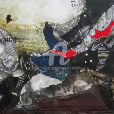 Collages getiteld "F-1645 Retirada" door Patrick Demelenne, Origineel Kunstwerk, Collages