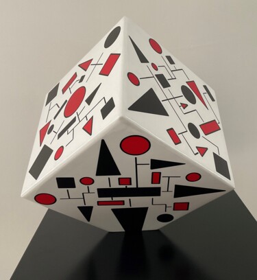Escultura titulada "Color cube white 20…" por Rémy Demestre, Obra de arte original, Madera