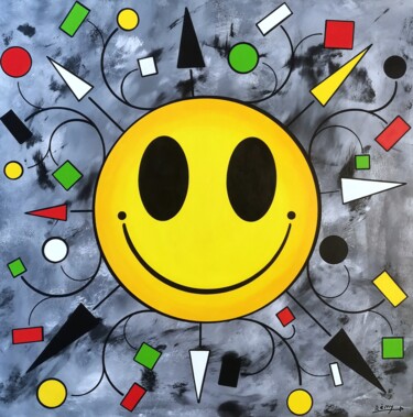 Картина под названием "Gardes le smile" - Rémy Demestre, Подлинное произведение искусства, Акрил Установлен на Деревянная ра…