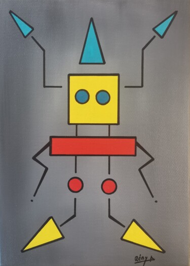 Painting titled "Blocky" by Rémy Demestre, Original Artwork, Acrylic Mounted on Wood Stretcher frame