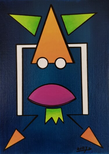 Painting titled "Karlos" by Rémy Demestre, Original Artwork, Acrylic Mounted on Wood Stretcher frame