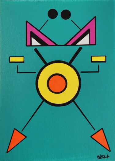 Painting titled "Doguy" by Rémy Demestre, Original Artwork, Acrylic Mounted on Wood Stretcher frame