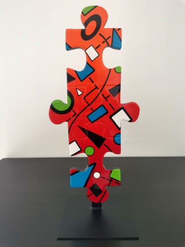 Sculpture titled "Red design" by Rémy Demestre, Original Artwork, Acrylic