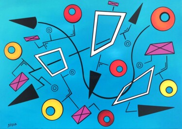 「Bubble zone」というタイトルの絵画 Rémy Demestreによって, オリジナルのアートワーク, アクリル ウッドストレッチャーフレームにマウント