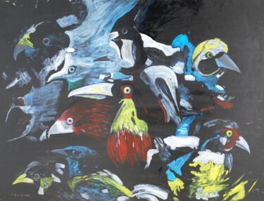Pintura titulada "Τα πουλια" por Demetres Stauropoulos, Obra de arte original, Oleo