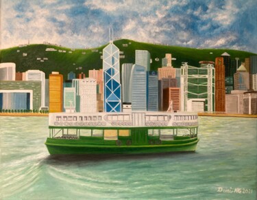 Painting titled "天星小輪 Star Ferry" by Demi Ng, Original Artwork, Oil