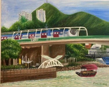 Pintura titulada "港島南地鐵MTR South Isla…" por Demi Ng, Obra de arte original, Oleo