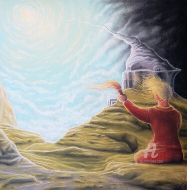 图画 标题为“Разговор со светом” 由Artur Demiurov, 原创艺术品, 粉彩 安装在木板上