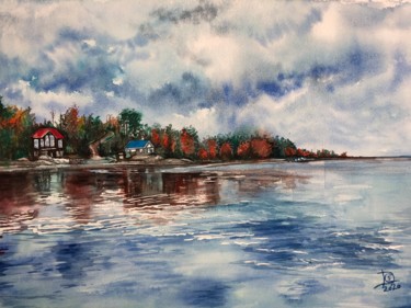 Pintura intitulada "Rives du Lac Saint…" por Sonia Demongivert, Obras de arte originais, Aquarela