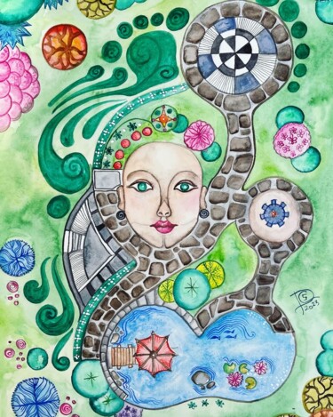 Peinture intitulée "Rêve d’un jardin" par Sonia Demongivert, Œuvre d'art originale, Aquarelle