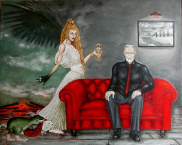 Pintura titulada "La Tentación de San…" por Yolanda Molina Brañas (demonio), Obra de arte original, Oleo