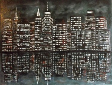 Painting titled "Reflejo nocturno /…" by Yolanda Molina Brañas (demonio), Original Artwork, Oil