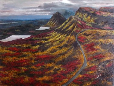 Painting titled "Highlands. Oleo sob…" by Yolanda Molina Brañas (demonio), Original Artwork, Oil