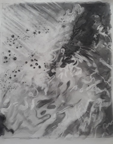 Dibujo titulada "Water1" por Catherine Demorand, Obra de arte original, Carbón