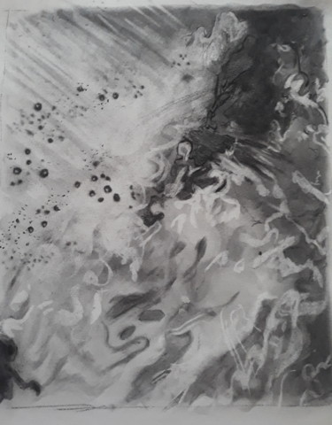 Disegno intitolato "Water1" da Catherine Demorand, Opera d'arte originale, Carbone