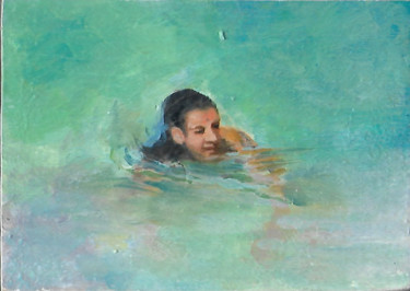 Painting titled "Anthea in the sea" by Catherine Demorand, Original Artwork, Oil