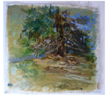 Painting titled "Tree/ one" by Catherine Demorand, Original Artwork, Oil Mounted on Wood Panel