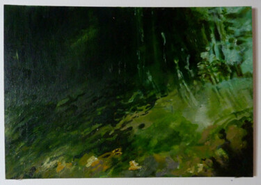 Painting titled "Vert d'eau/Deep gre…" by Catherine Demorand, Original Artwork, Oil
