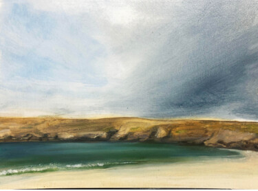 Peinture intitulée "Ciel sur plage/ Lon…" par Catherine Demorand, Œuvre d'art originale, Huile