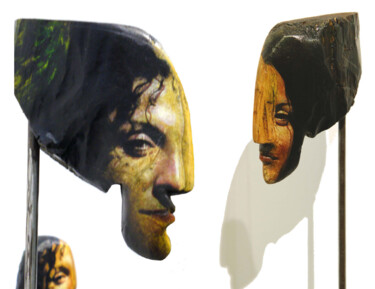 Escultura titulada "Autoportraits" por Catherine Demorand, Obra de arte original, Madera