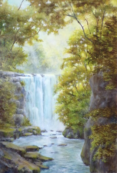 Painting titled "cascade" by Philippe Demory, Original Artwork, Oil