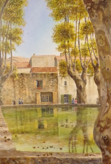 Painting titled "bassin de Cucuron" by Philippe Demory, Original Artwork, Oil