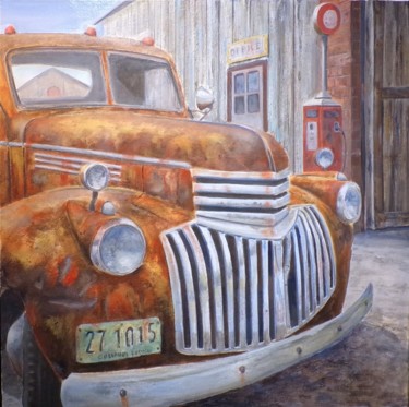 Painting titled "route 66" by Philippe Demory, Original Artwork, Oil